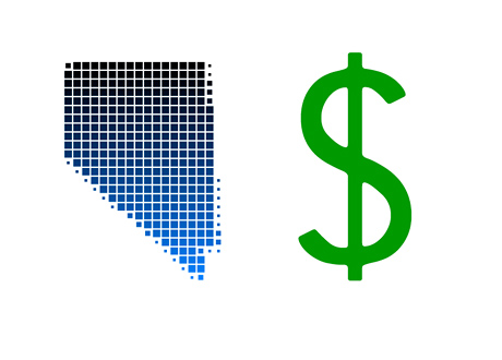 State of Nevada outline next to the dollar sign - Revenues - Illustration