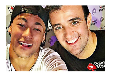 Neymar Junior joins Pokerstars - Posing with Brazilian poker player Andre Akkari 