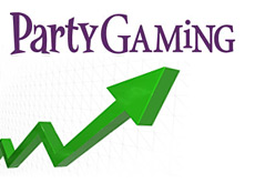 company logo and a graph arrow - partygaming