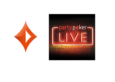 Partypoker Live - Logo with brick background next to symbol only on white background.  Year is 2018.