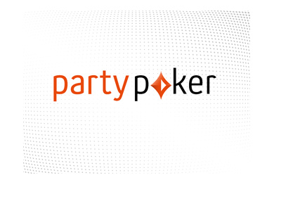 The PartyPoker logo - 2018 version - Disco style background.