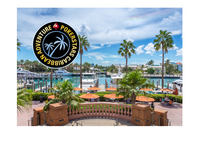 Pokerstars Caribbean Adventure - 2018 - Bahamas - Logo and hotel photo.