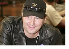 Phil Hellmuth wearing a leather jacket