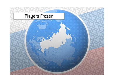 A big online poker room freezes operations in Russia.