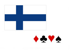 Flag of Finland next to poker card symbols in 3d