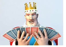 king is looking at playing cards - looks surprised