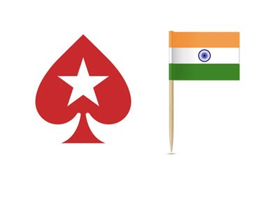 Pokerstars is expanding into India.  Logo next to a flag.