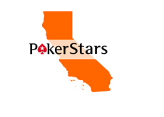 Pokerstars logo over map of California