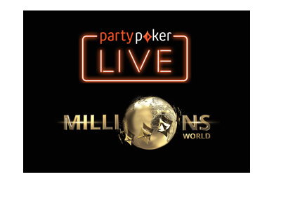 Party Poker Live - Millions World - 2018 Caribbean Poker Party in Baha Mar, Bahamas - Promotional graphic - Black colour background.