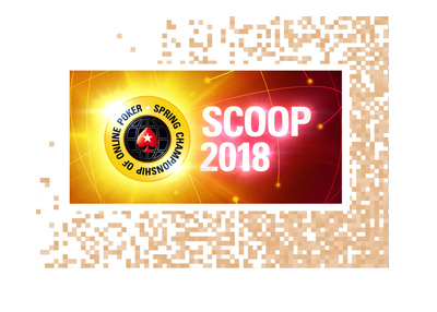 Tournament graphic - Pokerstars - Spring Championship of Online Poker - Year is 2018 - Orange pixel background.