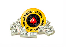 SCOOP - Spring Championship of Online Poker - Logo surrounded by Cash - Illustration