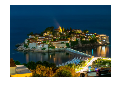 Sveti Stefan - Montenegro - Night shot - Home of Triton - High end cash poker tournament.