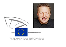 Tony G and the European Parliament logo