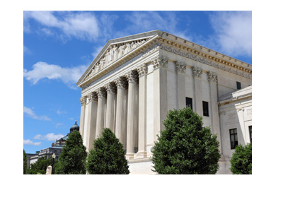 The Supreme Court of United States of America - Washington DC - Shot from an angle on a beautiful sunny day.