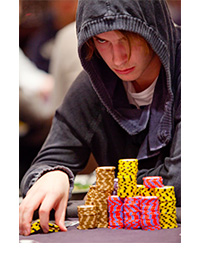 Viktor Blom looking like Darth Vader at the World Series of Poker