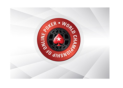 The World Championship of Online Poker over a stylized digital background. The year is 2018. Big online tournament by Pokerstars.