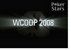 logo - pokerstars & wcoop 2008 - world championship of online poker - black background - light effects