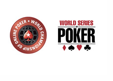 WCOOP (World Championship of Online Poker) and WSOP (World Series of Poker) logos