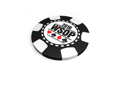 The 3d version of the World Series of Poker 2016 chip.  Black colour.