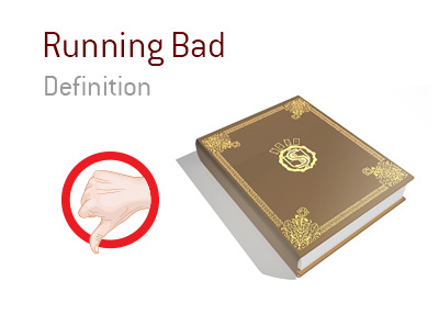 Definition and meaning of the term Running Bad in the game of poker.  Thumb down drawing.