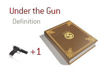 Definition of UTG + 1 - Unter the Gun plus one - Poker Dictionary - Illustration of a gun plus number one