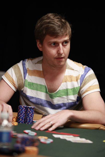 Erik Sagstrom at the World Series of Poker 2010 - In a striped shirt