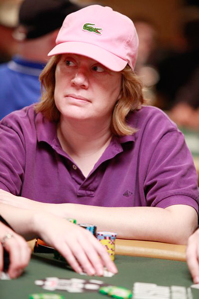 Kathy Liebert at the World Series of Poker 2010 - In purple and pink